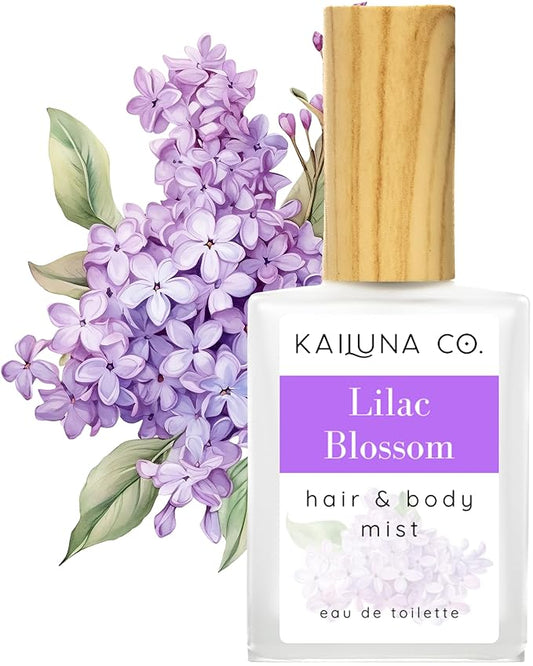 Kailuna Co. Lilac Blossom Natural Hair & Body Mist Spray, Pure Essential and Fragrance Oils, Alcohol-Free, Handmade in California, 0.5Fl Oz