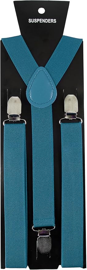 JEMYGINS Solid Color Mens Suspender with 3 Strong Clips Adjustable Braces
