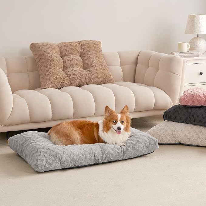EHEYCIGA Washable XL Dog Beds Large Sized Dog, 44x32 Inch Pet Bed, Camel | Plush and Comfy Kennel Pad, Soft Dog Crate Mat, Deluxe Pet Sleeping Mat, Large Bed for Dog Up to 85 lbs