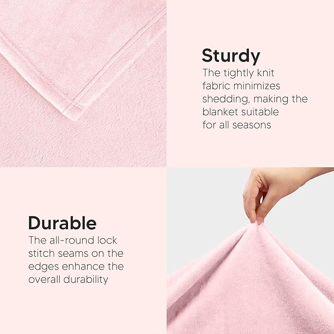 Utopia Bedding Ultra Soft Fleece Bed Blanket Full Size Pink (90x84 Inches) | Microfiber Plush Warm Lightweight Breathable Cozy Blanket Anti-Static, All Season Use, Gift for Women and Men