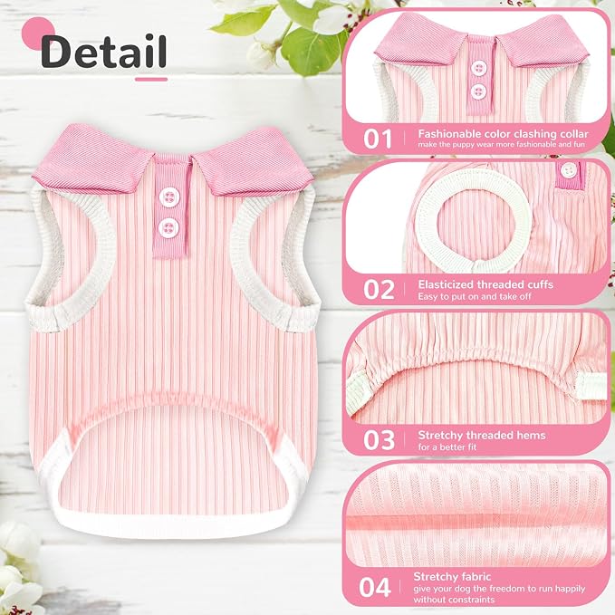 Dog Tshirts for Small Dogs Polo Shirt Stretchy Dog T Shirt Breathable Dogs Cooling Vest Girl Boy Puppy Dachshund French Bulldog Frenchie Chihuahua Clothes