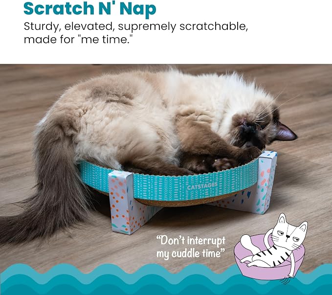 Catstages Scratch,Snuggle & Rest – 2‑in‑1 Indoor Cat Scratcher & Elevated Cat Lounger,Catnip Included,(Pack of 6)