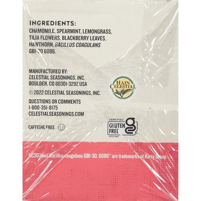 Celestial Seasonings Sleepytime Wellness Tea Plus Probiotics, Caffeine Free, 18 Tea Bags Box (Pack of 2)
