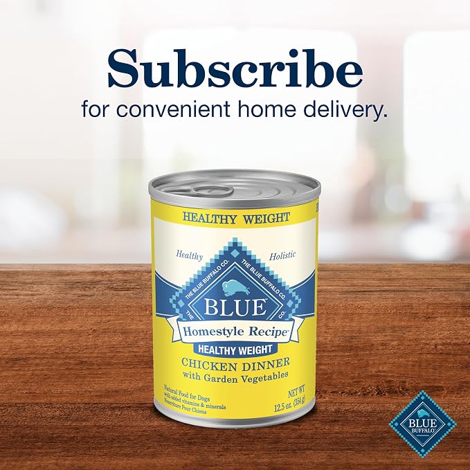 Blue Buffalo Homestyle Recipe Natural Adult Healthy Weight Wet Dog Food, Chicken 12.5-oz can, 12 Count (Pack of 2)