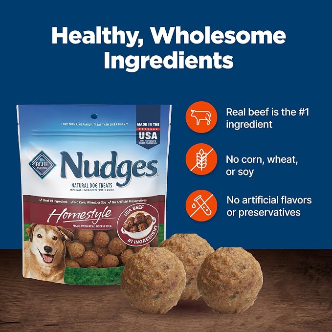 Blue Buffalo Nudges Homestyle Natural Beef and Rice Dog Treats (Pack of 4)