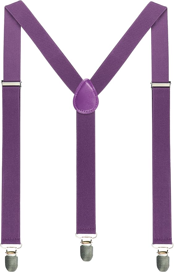 JEMYGINS Solid Color Mens Suspender with 3 Strong Clips Adjustable Braces