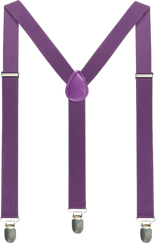 JEMYGINS Solid Color Mens Suspender with 3 Strong Clips Adjustable Braces