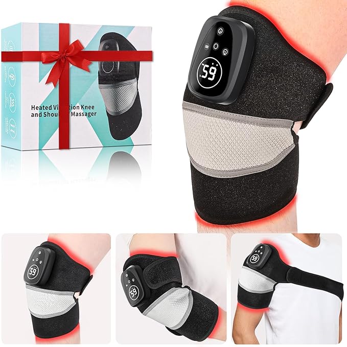 Red Light Therapy Device for Knee,Rechargeable Cordless 660nm&850nm Infrared Light Therapy Knee Massager with Vibration for Women Men, Heating Knee Brace for Joint Elbow Shoulder Muscle Pain Relief