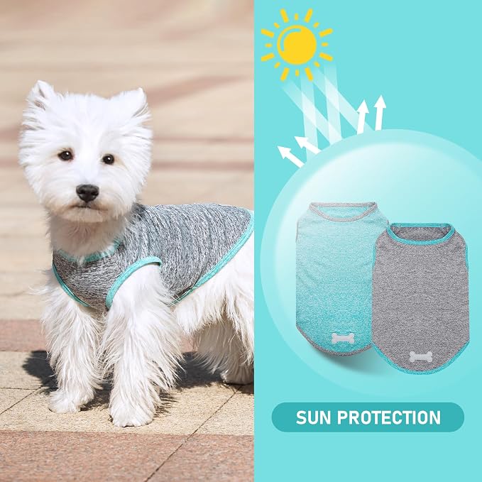 KYEESE 2Pack Dog Shirt for Medium Dogs Sun Protection Tank Top for Summer | Reflective for Safety, Lightweight & Breathable, Shedding Control, Skin-Friendly for Sensitive Dogs, Easy On/Off, Quick Dry