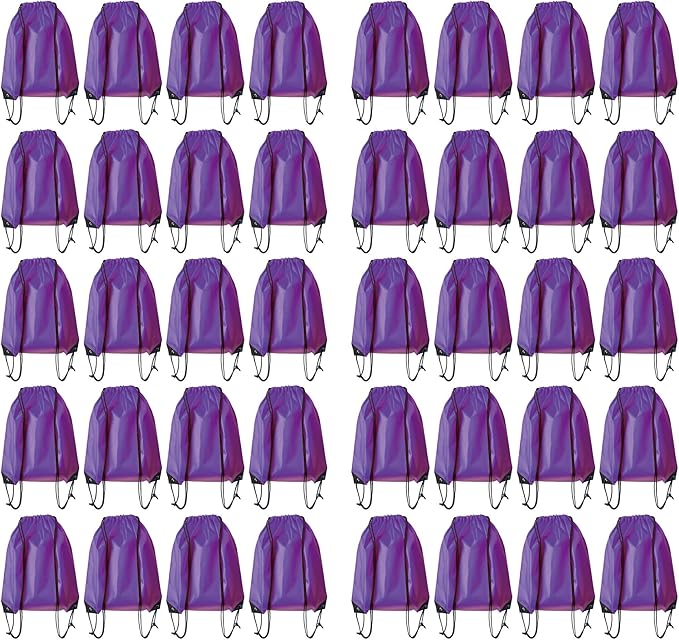 Drawstring Backpack Bulk 40Pcs Draw String Backpack Bags DIY Gym Sports Traveling Yoga Cinch Bag Sackpack Drawstring (purple)
