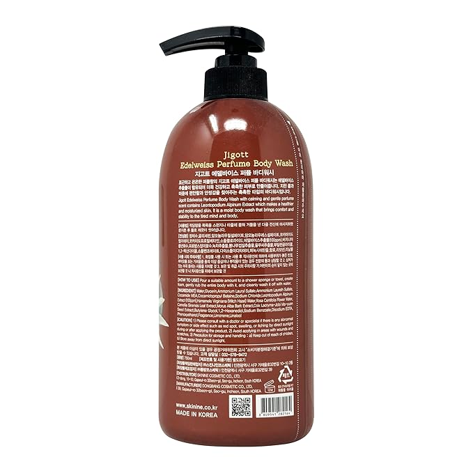 Jigott - Edelweiss Perfume Body Wash 25.3 FL OZ/ 750ml, Hydrating Gentle Korean Body Cleanser