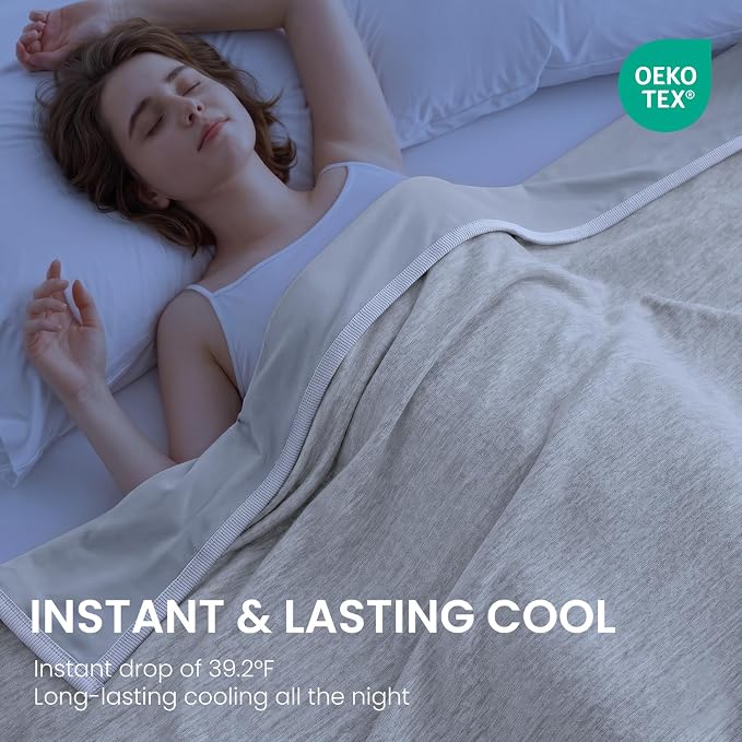 Cooling Blanket for Night Sweats Absorbs Heat to Keep Adults, Children Cool on Warm Nights, Q-Max 0.5 Cooling Blankets for Hot Sleepers, Ultra-Cool Lightweight Sofa Throw Blanket (50"x70") | Absorbs Heat Cold Summer Blanket for Night Sweats & Menopause...