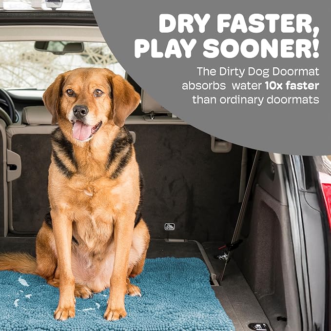 Dog Gone Smart Dirty Dog Doormat - Fast Drying Rug with Super Gripper Backing for Clean Floors - Super Absorbent and Machine Washable Mat for Muddy Paws - Pacific Blue | Super Gripper Backing for Clean Floors - Absorbent Microfiber and Machine Washable...