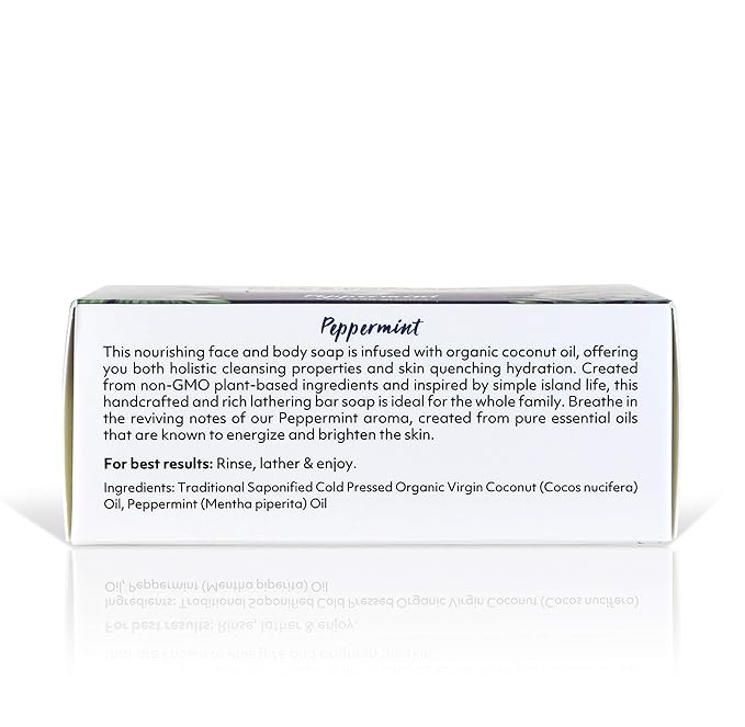 "Coco Fiji Soap Bar for Face and Body Infused With Organic Coconut Oil, Peppermint, Essential Oil, Natural Soap for Moisturizing & Pore Purifying Skin, 7 oz, Pack Of 3 "