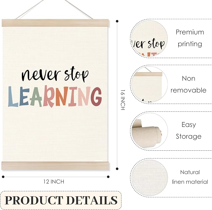Koesus Boho Inspirational Wall Art Poster Hanger Frame 12x16 Inch Set of 2, Positive Affirmation Canvas Pictures Prints Framed Wall Decor for Classroom Toddler Kids Room Nursery Playroom