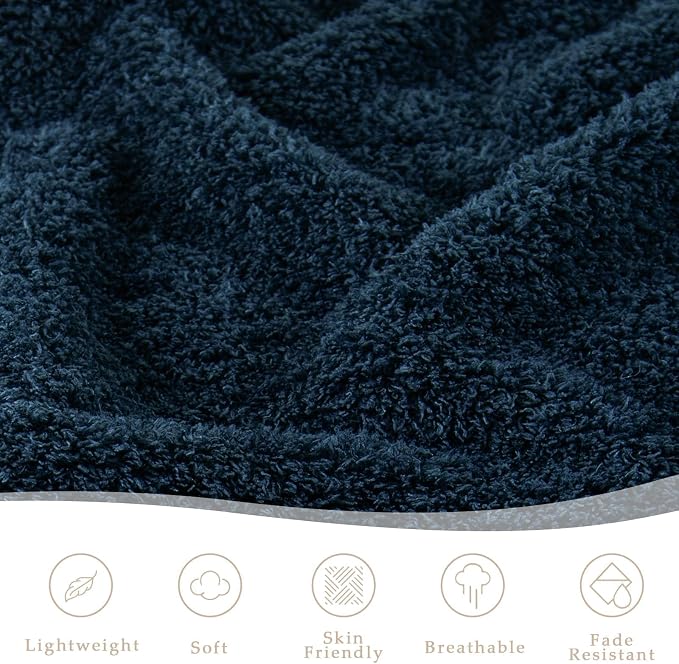Exclusivo Mezcla Fleece Bed Blankets Queen Size for Bed, 90" x 90" | Super Soft and Cozy Fluffy Blanket for Women, Lightweight and Fuzzy Bedding for Bedroom , All Season, Navy Blue