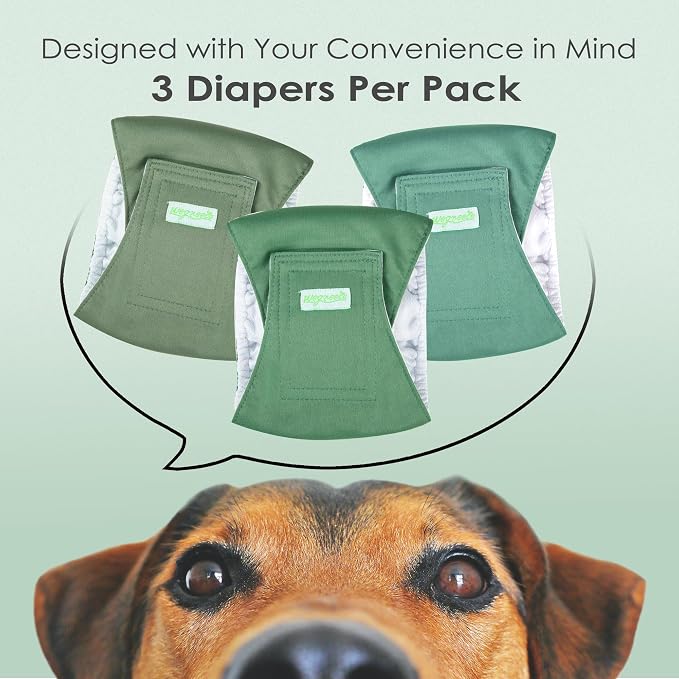wegreeco Washable Male Dog Belly Band (Stylish Pattern)- Pack of 3 - Male Dog Belly Wrap, Dog Diapers Male (Green Series, X-Large)