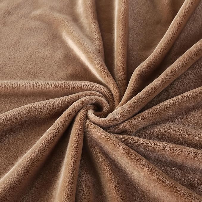 TASTHROW Lightcoffee Throw Blanket 50x60 Inches | Soft Plush Cozy Fleece Flannel Throw Blanket, Lightweight Warm Throws for Bed, Couch, Bedroom and Living Room, All Seasons