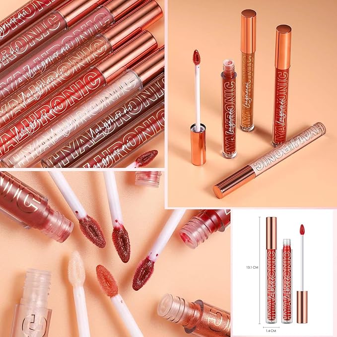 Honey Lip Gloss Lip Plumper Gloss Tinted Glitter Lipgloss Lip oil Moisturizing High Shine And Vegan Plumping Lip Gloss For Women Long-Lasting Dry Lip Care (Honey # 05)