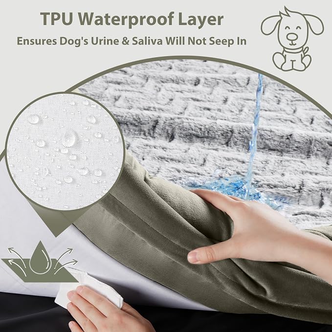 WNPETHOME Giant Dog Bed Orthopedic for Senior Dog Bed Comfy Sleeping | Washable Waterproof Dog Couch with Removable Cover, Large Pet Sofa Bed with Bolster Sides for Relaxing Dark Green 61x43 Inch