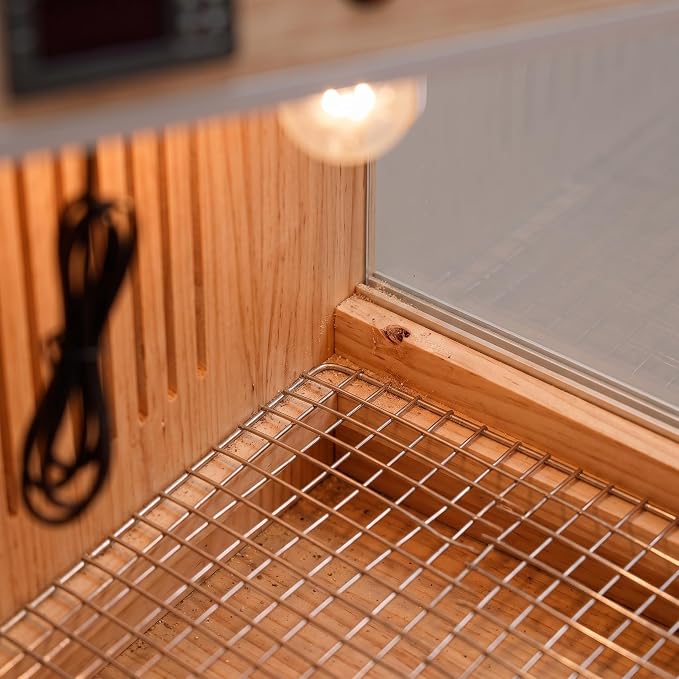 Wooden Box for Chicks, Pet Breeding Box with Sliding Door, Smart Thermostatic, 60x40x40 CM