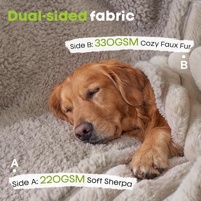 Waterproof Pet Blanket for Dogs & Cats, 27x39in, Camel | Washable Reversible Calming Pet Bed Cover, Soft Comfy Leakproof Blankets, Liquid Pee Proof Bed Couch Furniture Protection