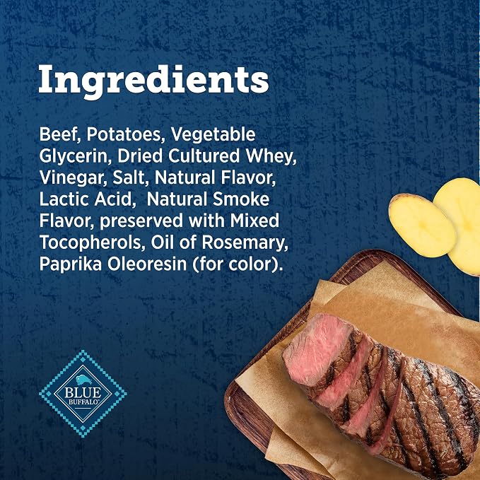 Blue Buffalo True Chews Premium Grillers Steak Dog Treats, 20 oz | Real Beef First, Charred Grilled Texture, No Chicken By-Product, Corn, Wheat, or Soy