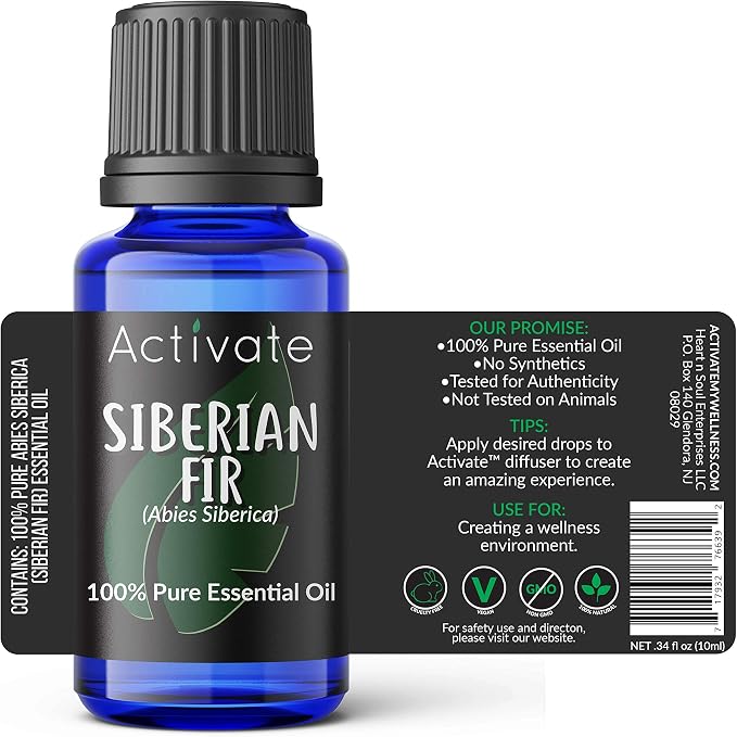 Activate Siberian Fir Essential Oil 100% Pure, Premium Grade, Undiluted, Natural, Aromatherapy & Diffuser Use 10ml