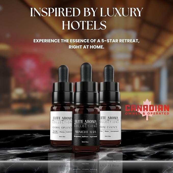 Elite Hotel Fragrance Oils Gift Set (3 Pack) - Midnight Aura, Divine Essence, Global Opulence - Luxury Hotel Scents for Diffusers & Aromatherapy - 0.3
