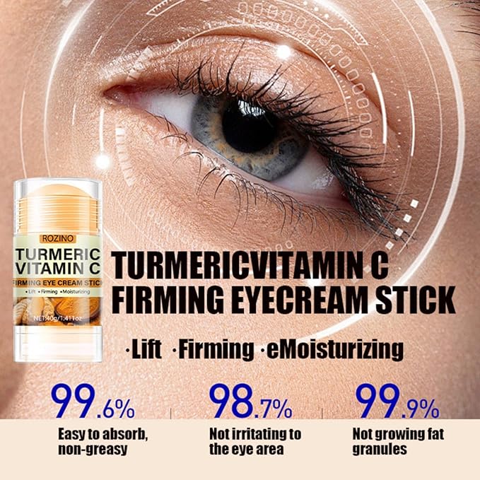 Soelegant Turmeric Vitamin C Eye Stick, Unde Eye Balm for Dark Circles and Puffiness Anti Aging Moisturizer Under Eye Cream Even Skin Tone Firming Hydrating Bags Reduces Fine Lines 1.41 Oz