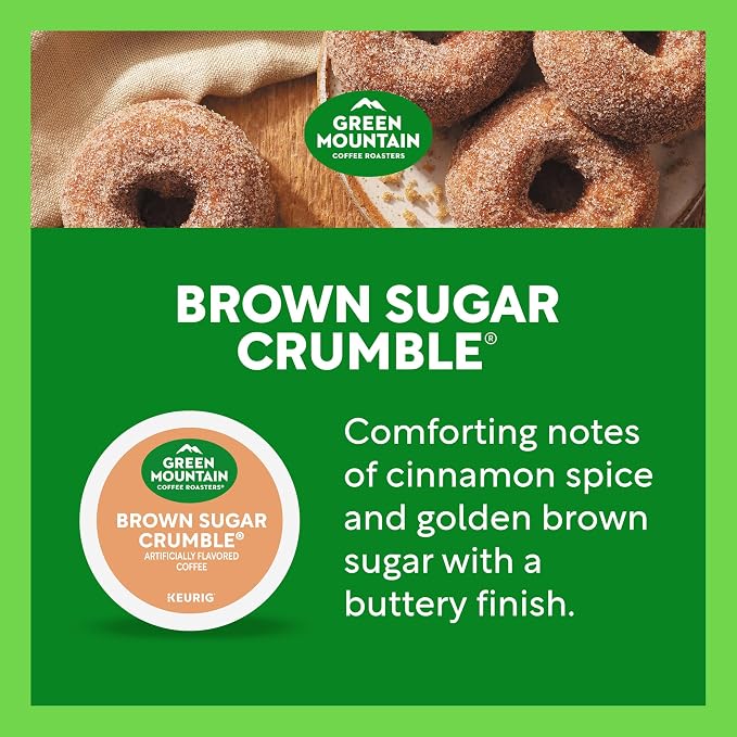 Green Mountain Coffee Roasters Brown Sugar Crumble Keurig Single-Serve K-Cup pods, Medium Roast Coffee, 60 Count (6 Packs of 10)