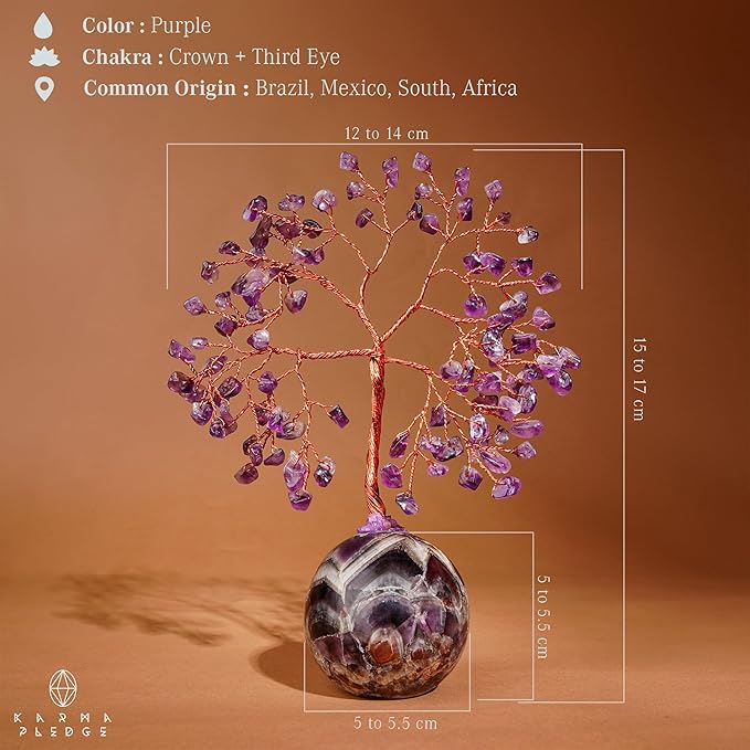 Amethyst Crystal Tree of Life Birthday Gifts for Women, Handmade Home Decor, Office, Room Decoration, Reiki Healing Crystal Chakra Tree for Money, Positivity, Good Luck Gifts for Her, Mom & Dad
