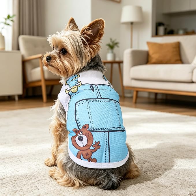 Puppy Clothes Boy Summer Chihuahua Clothes Dog Shirts: Breathable Mesh XS Dog Clothes for Small Dogs Boy with Cute Patterns, Doggie T-Shirts for Tiny Puppy Yorkie Poodle Male