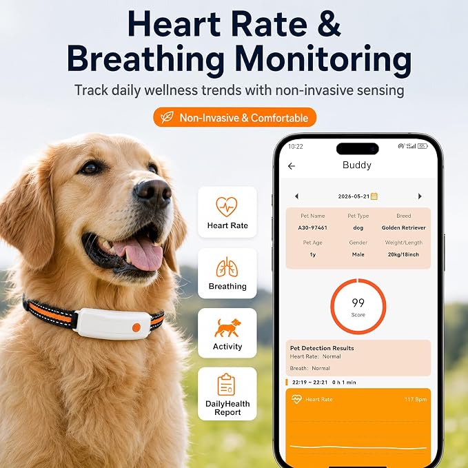 4G LTE GPS Pet Tracker & Virtual Fence, Real-Time Location, Heart Rate & Activity Monitor, Remote Training Smart Collar for Large Cats, Small, Medium and Large Dogs (White)