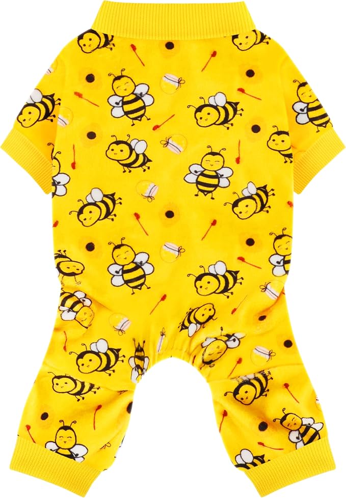 Dog Pajamas Onesie: Comfortable Four-Legged Apparel for Small, Medium, & Large Dogs, Polyester Material for Comfort, Wrinkle Resistance, Moisture Wicking, Stretchiness Cute Bee L
