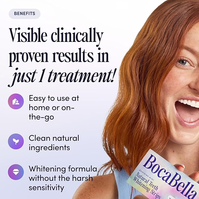 Teeth Whitening Strips for Sensitive Teeth – Natural, Peroxide-Free & Enamel-Safe | Clinically Tested Papaya & Pineapple Enzymes + Aloe & Coconut Oil | 14 Treatments for a Brighter, Whiter Smile