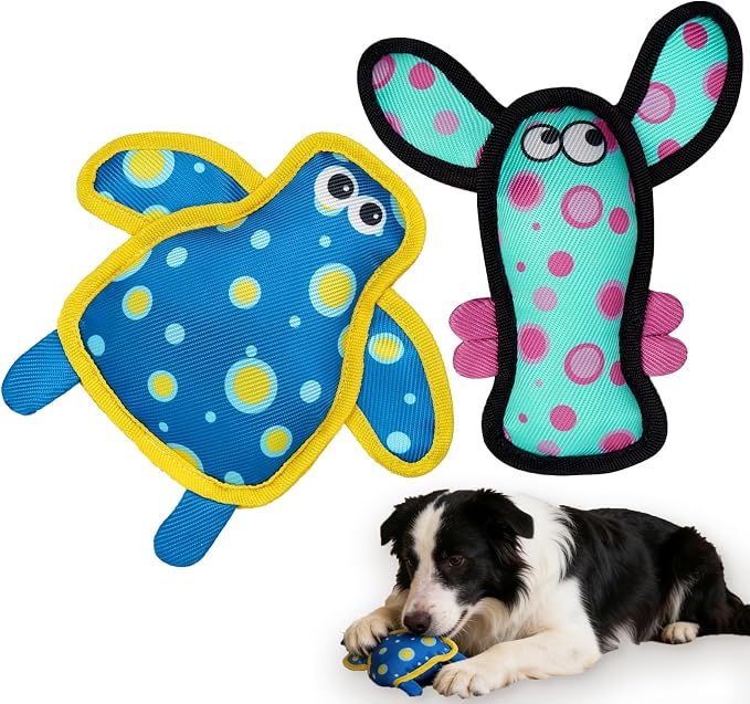 Squeaky Dog Toys for Small & Medium Dogs, Turtle & Lobster Set