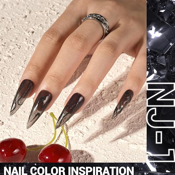 MelodySusie Black Glitter Gel Nail Polish,0.5fl oz Black Diamond Glitter Soak Off UV LED Reflective Shimmer Gel Polish Gift for Women Nail Art Manicure Salon DIY Nail Design Decoration at Home- NJ-1