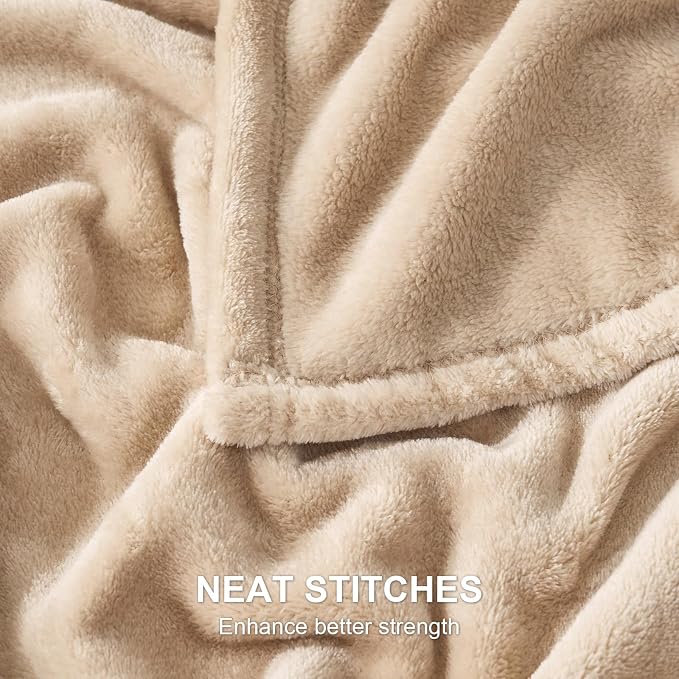 Hansleep Full Light Camel Fleece Blanket, Soft Flannel Bed Blanket | Fuzzy Cozy Blanket 84x90 Inches, Multi-use for Bed, Sofa, Couch, Travel, Camping, All Season Warm Lightweight Cover