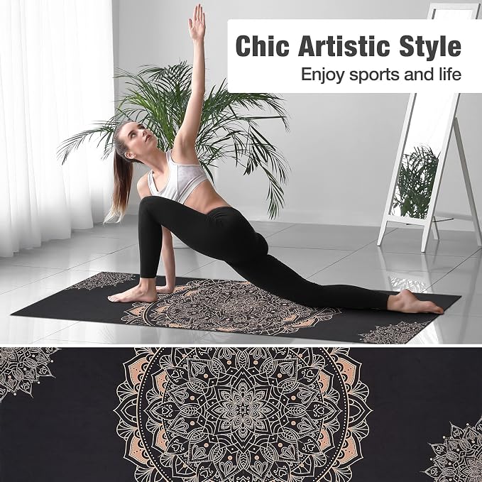 MoKo Yoga Towel, Non Slip Hot Yoga Towel Blanket Printing Pattern Quick Dry with Corner Pocket for Bikram, Pilates, Gym Workout, Outdoor Picnic, Lotus