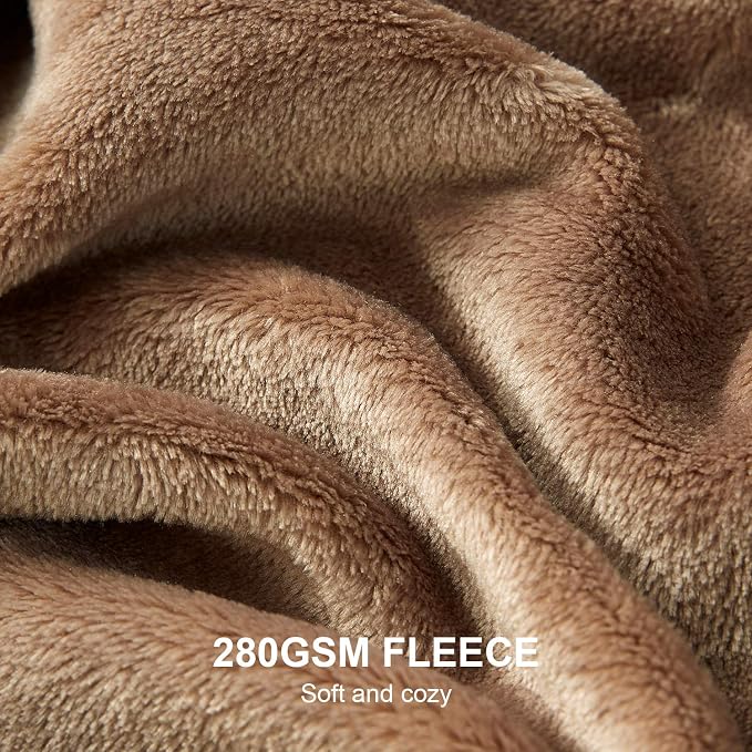 Hansleep Throw XL Camel Fleece Blanket, Soft Flannel Bed Blanket | Fuzzy Cozy Blanket 50x70 Inches, Multi-use for Bed, Sofa, Couch, Travel, Camping, All Season Warm Lightweight Cover