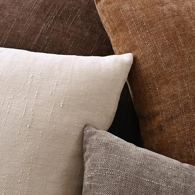 Set of 4 Soft Textured Decorative Throw Pillow Covers 26x26 Inch Cozy Farmhouse Cushion Cover Square Accent Pillow Cases for Bed Couch Sofa Living Room, Taupe Grey