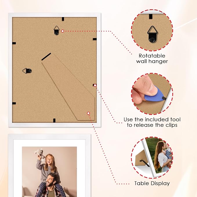 10 Pack Picture Frames Collage Wall Decor for Mounting or Tabletop Display, Gallery Wall Frame Set with Two 8x10 White Frames, Four 5x7 Frames and Four 4x6 Frames, Multi-Pack Photo Frame Set