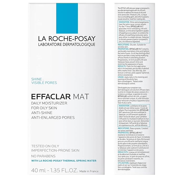La Roche-Posay Effaclar Mat Oil-Free Mattifying Moisturizer,(Pack of 2)