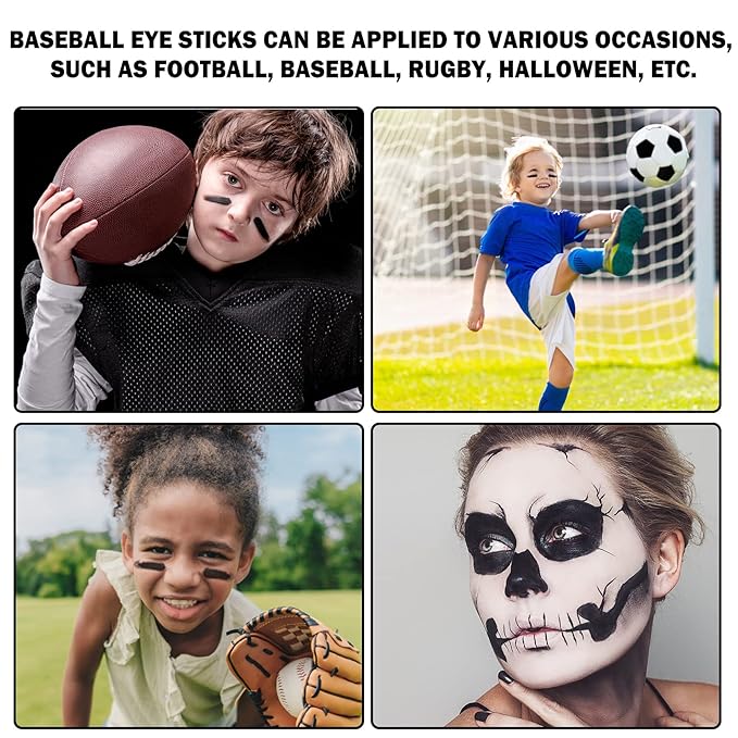 AWCCXMYM 3Pcs Eye Black Baseball Stick Eyeblack Softball Stick Football Face Paint Sporting Body Paint Kit For Athletes Costume Accessories Halloween Makeup Cosplay Parties Accessories