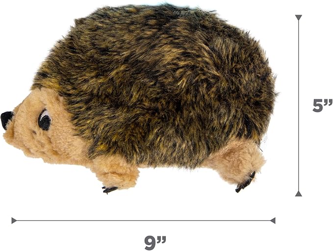 Outward Hound Hedgehogz Plush Dog Toy, Squeaks & Grunts, Medium, 9" x 6.5" | Soft Realistic Faux Fur, Round for Rolling & Chasing, Cuddle & Carry, Interactive Fetch, Light Chewers, Dogs & Puppies