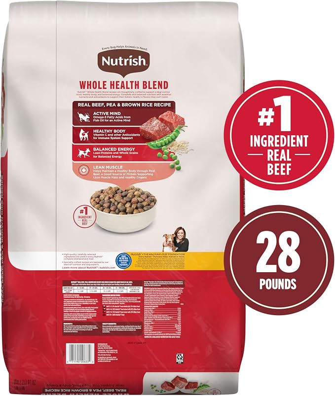Nutrish Dry Dog Food, Beef, Pea & Brown Rice, 28 lb. Bag (Rachael Ray)