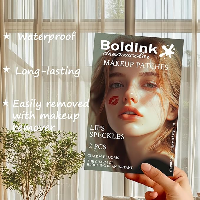 2pcs Makeup Stickers,Waterproof Face Lips Temporary Tattoo Stickers,Masquerade Sticker,Wedding Face Makeup Sticker for Women.