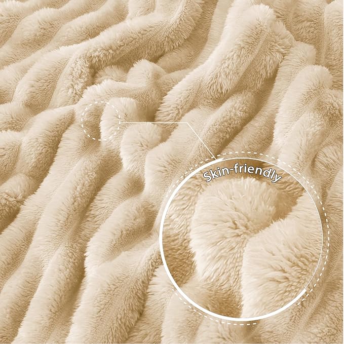 Exclusivo Mezcla Striped Queen Size Fleece Blanket for Bed, Couch, 90"x90" | Soft Breathable Cozy Bed Blankets, Lightweight Plush Fluffy Fuzzy Jacquard Decorative Blankets