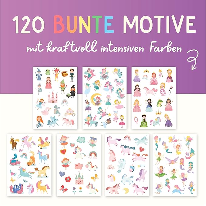 120 Skin-friendly Kids Tattoos - Dermatologically Tested & Rated VERY GOOD - Made in Germany - Our Temporary Tattoos for Kids (Fairies Theme)